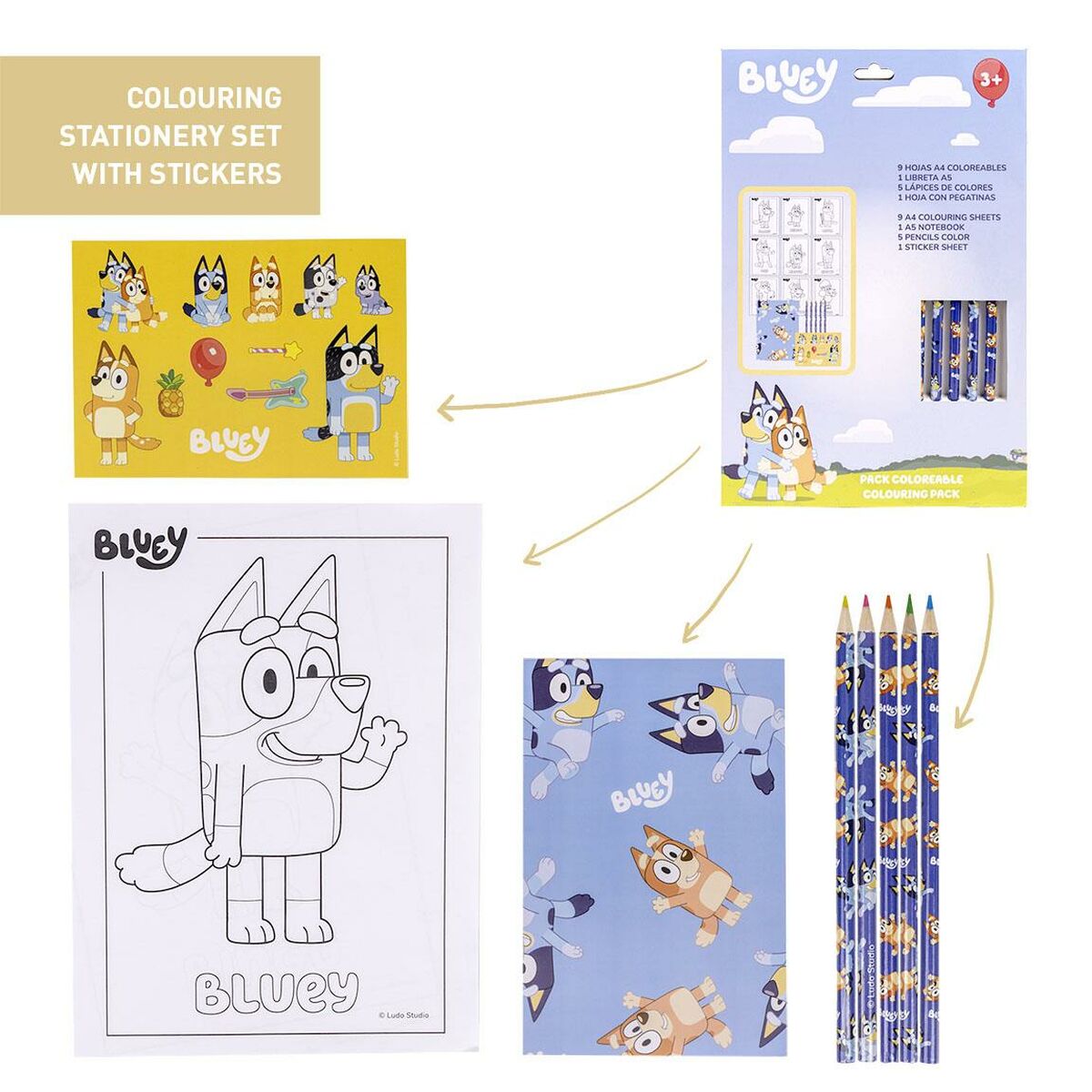 Toimistotarvikesetti Bluey 16 Kappaletta Sininen